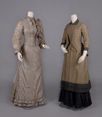 TWO DAY DRESSES, c. 1880 & c. 1890