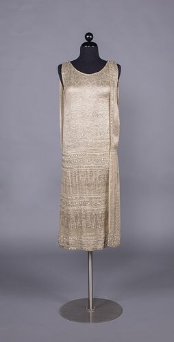 BEADED LAME SILK CHIFFON PARTY DRESS, MID 1920s