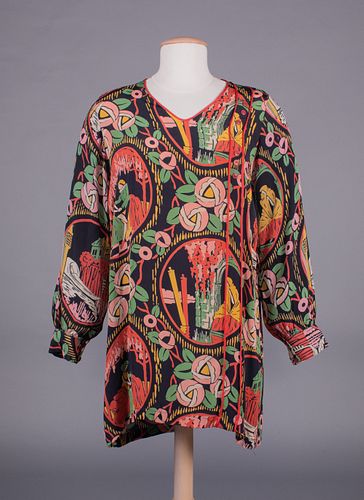 RAOUL DUFY INSPIRED PRINTED BLOUSE, 1920s