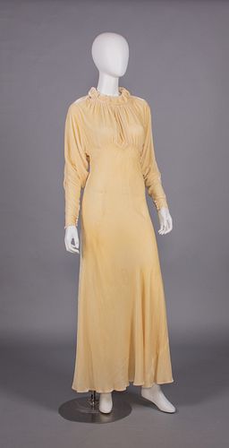 SILK VELVET EVENING DRESS, 1930s