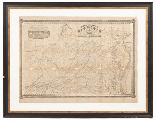 RARE CONFEDERATE IMPRINT WEST & JOHNSTON MAP OF VIRGINIA