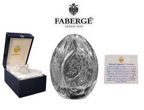 Numbered Faberge Clear Glass Crystal Cut Egg