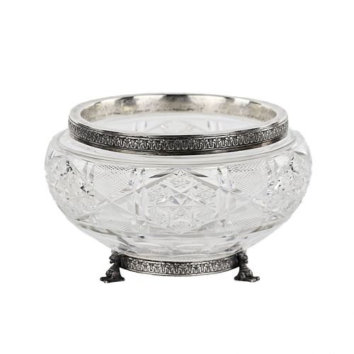 Heavy  crystal candy bowl in silver  Russian work at the turn of the 19th-20th centuries.