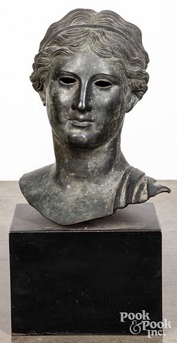 Reproduction cast metal bust of Sappho