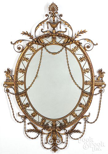 Gold gilt looking glass, early 20th c.