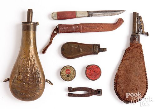 Colt's Patent embossed brass powder flask