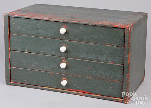 Painted four drawer cabinet, late 19th c.