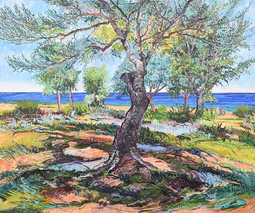 David Loren Bass Landscape Painting, 83"W