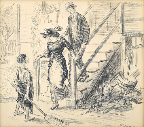 John Sloan Drawing: Finnegan for Collier's Illustration