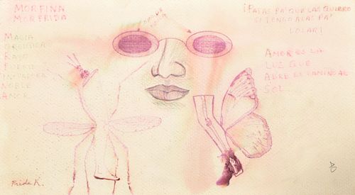 Frida Kahlo Sketchbook Drawing with Poem