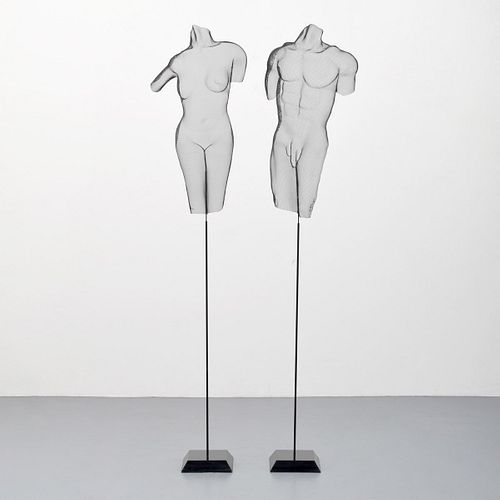 2 Randy Cooper Figural Wire Mesh Sculptures, 82"H