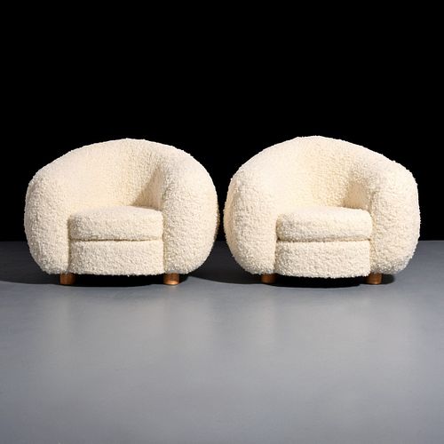 Pair of "Polar Bear" Lounge Chairs, Manner of Jean Royere