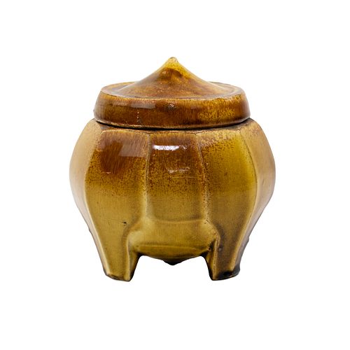 Michael Simon Shino Glazed Lidded Stoneware Jar 