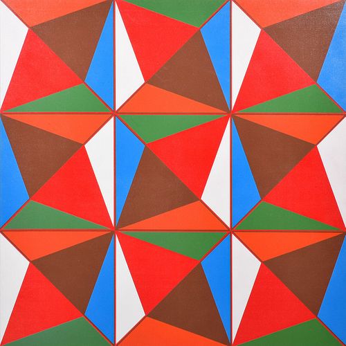 Large Doris Leeper Geometric Painting, 71"H