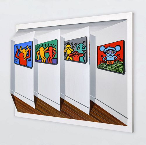 Large Joseph Somers 3D Painting, Homage to Keith Haring