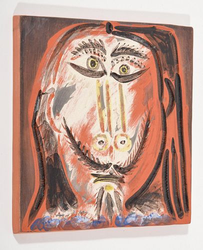 Pablo Picasso "Tete d'Homme..." Plaque, Madoura (A.R. 597)