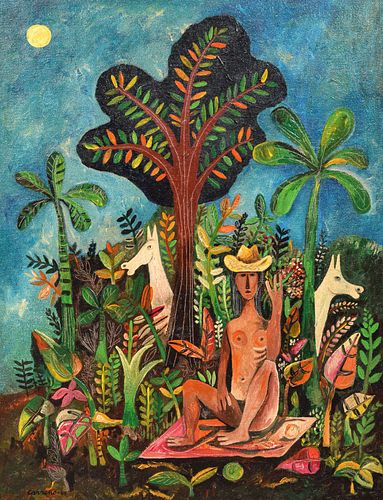Mario Carreno Nude Amazon Painting
