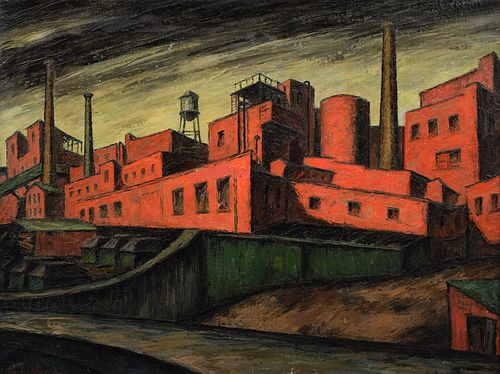 Georgia Warren Painting, Industrial Scene
