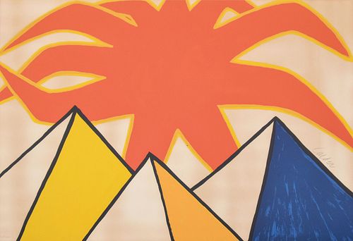 Alexander Calder "Pyramids & Sun" Lithograph, Signed Edition