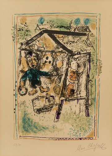 Marc Chagall 'Le Peintre Devant Le Village' Signed 