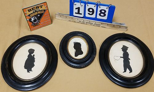 LOT 3 SILHOUETTES BY C.L. BARBER C1820 2-6" X 4 1/2" AND 3 3/4" X 2 3/4"
