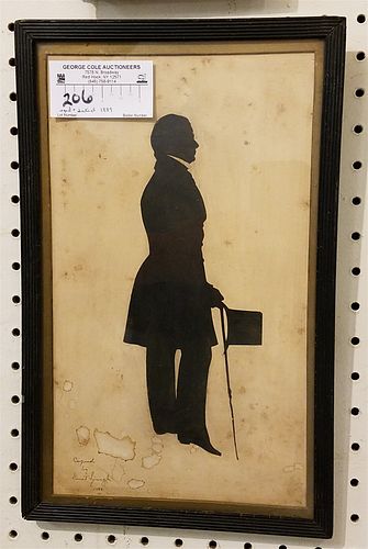 FRAMED 19TH C SILHOUETTE SGND 1889 12 1/2" X 7 1/4"