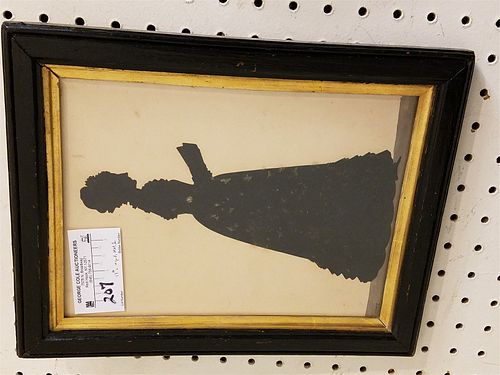 FRAMED 19TH C SILHOUETTE OF A WOMAN SGND MMI 10" X 7 1/4"