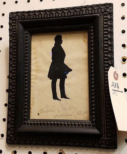 FRAMED 19TH C. SIHOUETTE OF A GENT SGND. WINDSLOW PARKER WEEDHAM MASS. 5 1/2" X 3 3/4"