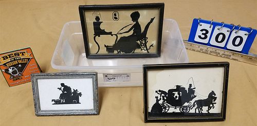 LOT 3 SILHOUETTES 5 1/2" X 8 1/4" SGND. SOPHIE WOLFE PERSOFF 1927, 3 1/4" X 5 1/4", 4 3/4" X 6 3/4" SGND. CM