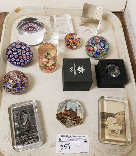 TRAY PAPER WEIGHTS- TIFFANY, SOUVENIER ETC