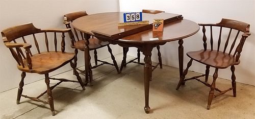 PENN HOUSE CHERRY 42" X 4'6" DINING TABLE W/ 2 LEAVES AND 4 CAPTAINS CHAIRS