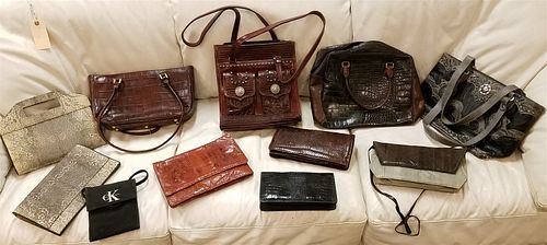 TUB 10 LEATHER AND SNAKE SKIN HAND BAGS ISANTI, AMER WEST ETC