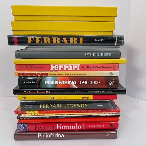 Group Of Thirteen Books On Ferrari And Other Publications And Ephemera, Including two unused boxed Ferrari 2003 diaries; and a Ferrari Owners Club sti