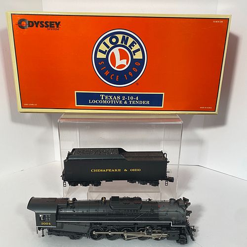 Lionel 6-28079 O Gauge Chesapeake &amp; Ohio "Texas" 2-10-4 Steam Locomotive And Tender, Three-rail, die cast metal, black livery, numbered "3004", in