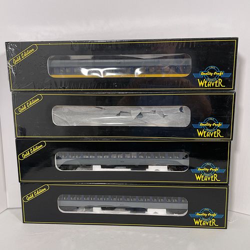 Set Of Four O Gauge Weaver Gold Edition G1268L Pullman-Bradley Deluxe Coaches, Three-rail, die cast metal and plastic, all in tri color Chesapeake and