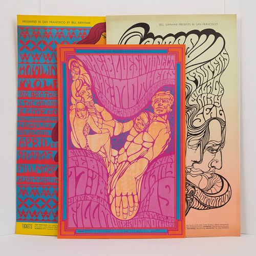 Three BG-62, BG-50 &amp; BG-60 Fillmore Auditorium Posters For Grateful Dead And Others, 1967, All first printings featuring artwork by Wes Wilson, in