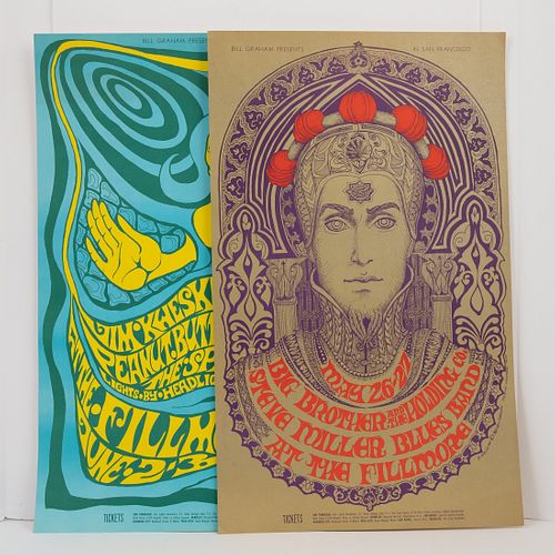 BG-65 Big Brother And The Holding Company Fillmore Auditorium Concert Poster And BG-66 Poster, 1967, Both with artwork by Bonnie MacLean, including a 