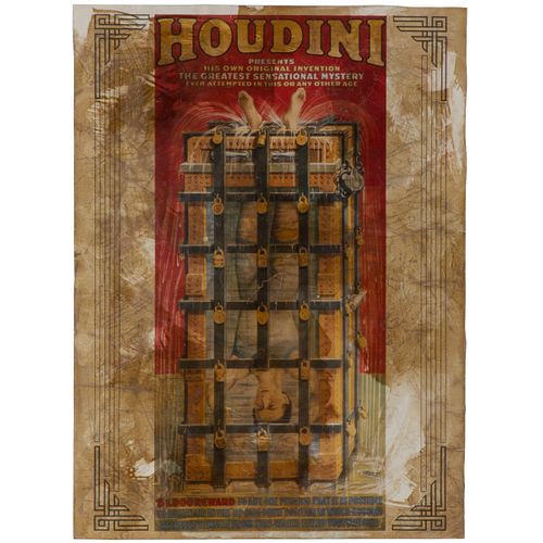 Harry Houdini Escape Challenge Poster, Poster: 19in. x 26in.Framed: 37in. x 42in.Condition: Discolored, some fading.