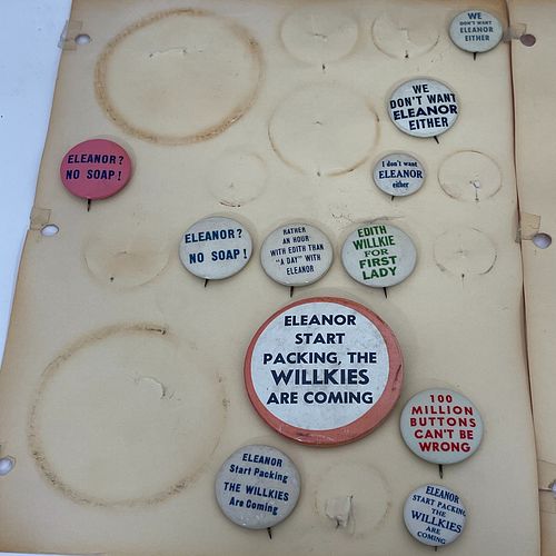 Group Of 46 Anti FDR Buttons ., Circa WWII and earlier. Size vary from 7/8" to 2 1/2" diameter.