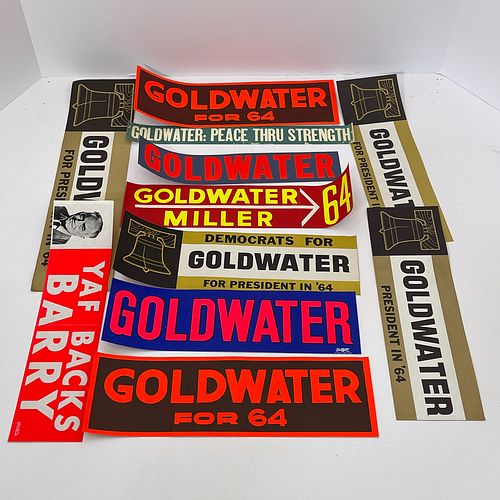 Group Of Fifty Barry Goldwater Campaign Bumper Stickers And Similar, The majority for the 1964 presidential campaign, some duplicates. Sizes range fro