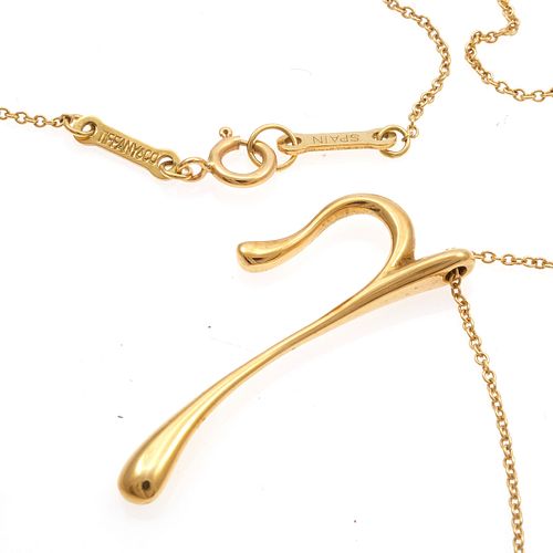 Elsa Peretti for Tiffany & Co. 18k Yellow Gold Letter "P" Necklace