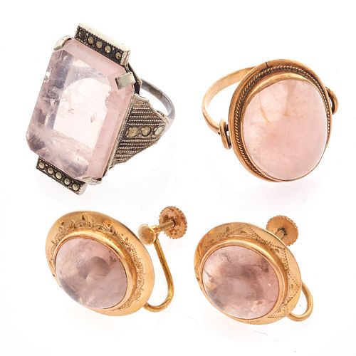 Collection of Rose Quartz, 14k, Sterling Silver Jewelry