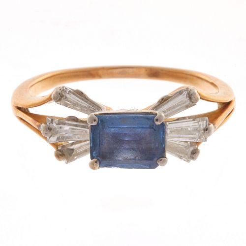 Sapphire, Diamond, 18k Rose Gold Ring
