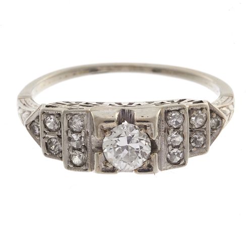 Art Deco Diamond, 18k White Gold Ring