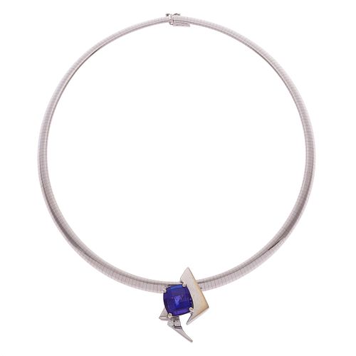 Tanzanite, Diamond, 14k White Gold Necklace