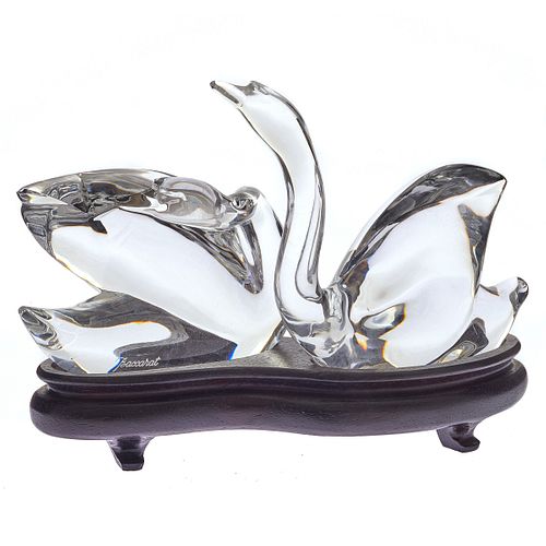 Baccarat Crystal Figures of a Pair of Swans