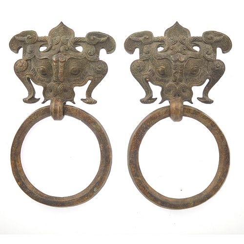 Pair of Han Style Bronze Ring Handles