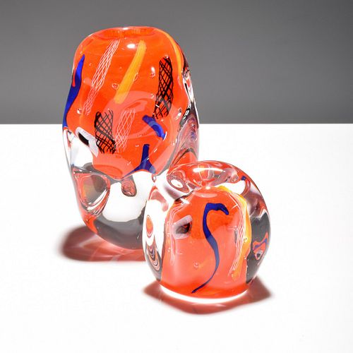 Mikael Kenlind "Inka" Vase & Paperweight Set, 2 Pcs.