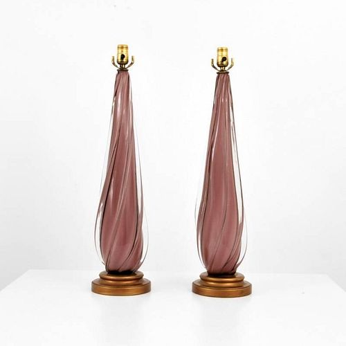 Pair of Large Murano Lamps Attributed to Achimede Seguso