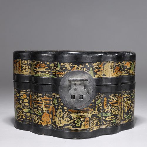 Chinese Lacquer Covered Wood Box